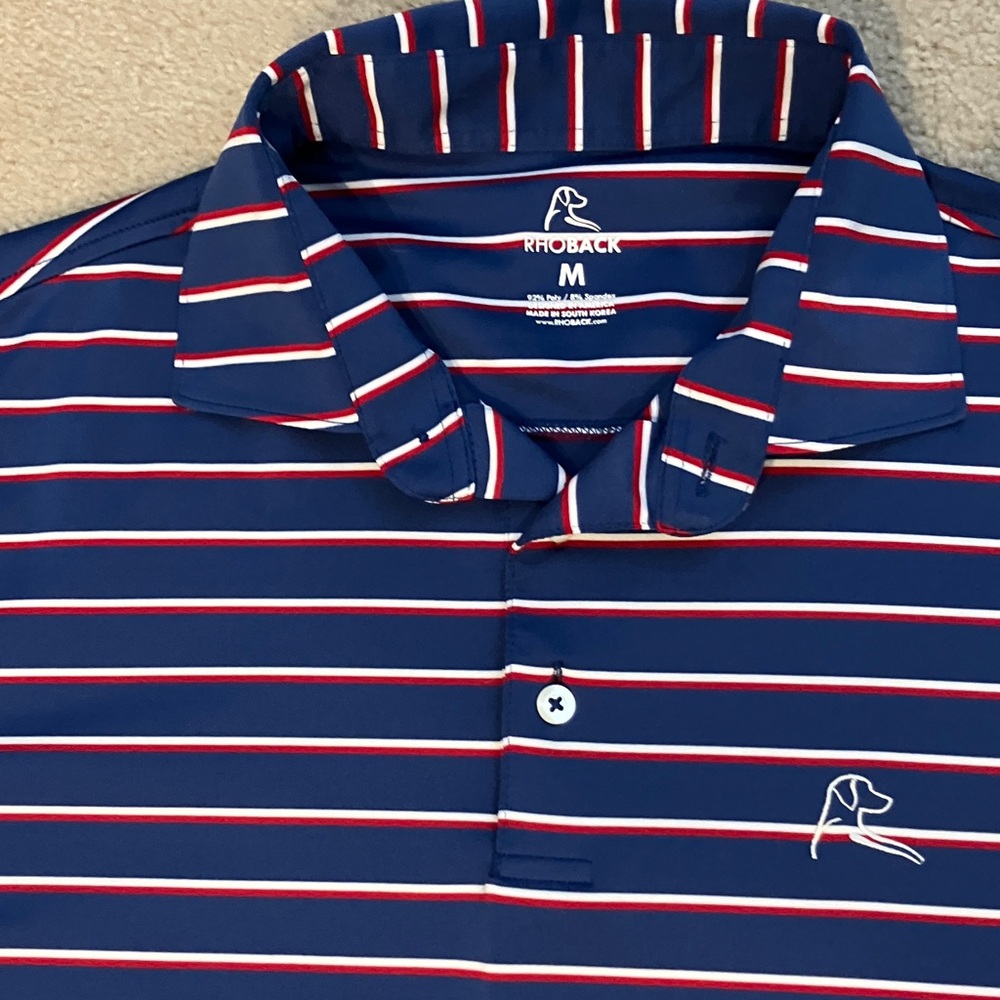 Rhoback Navy and Red Striped Polo Shirt - Picture 2 of 6